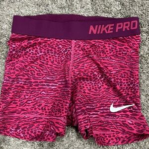 Nike pro animal print shorts